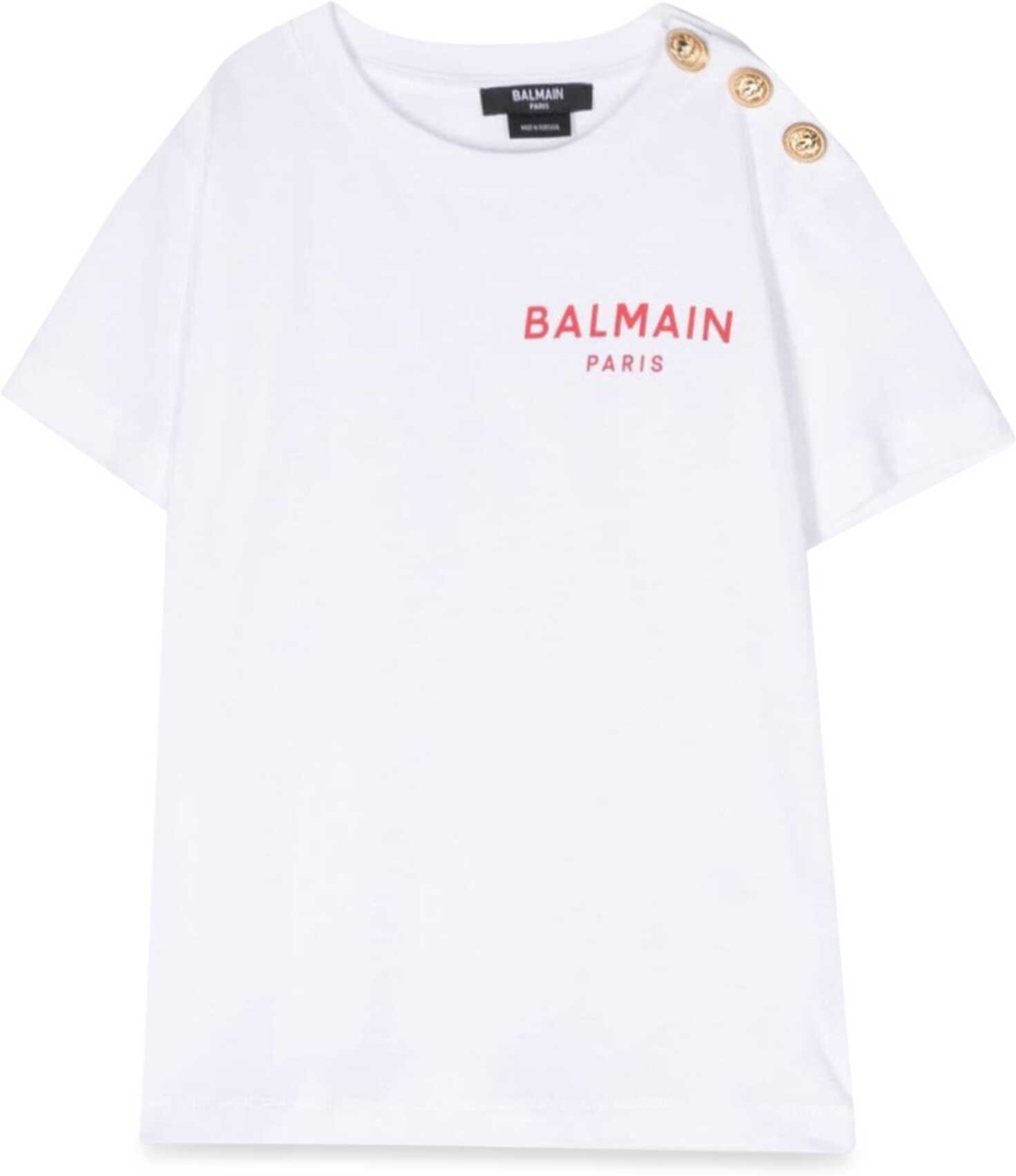 Poze Balmain Mc Logo Small T-Shirt And Buttons WHITE
