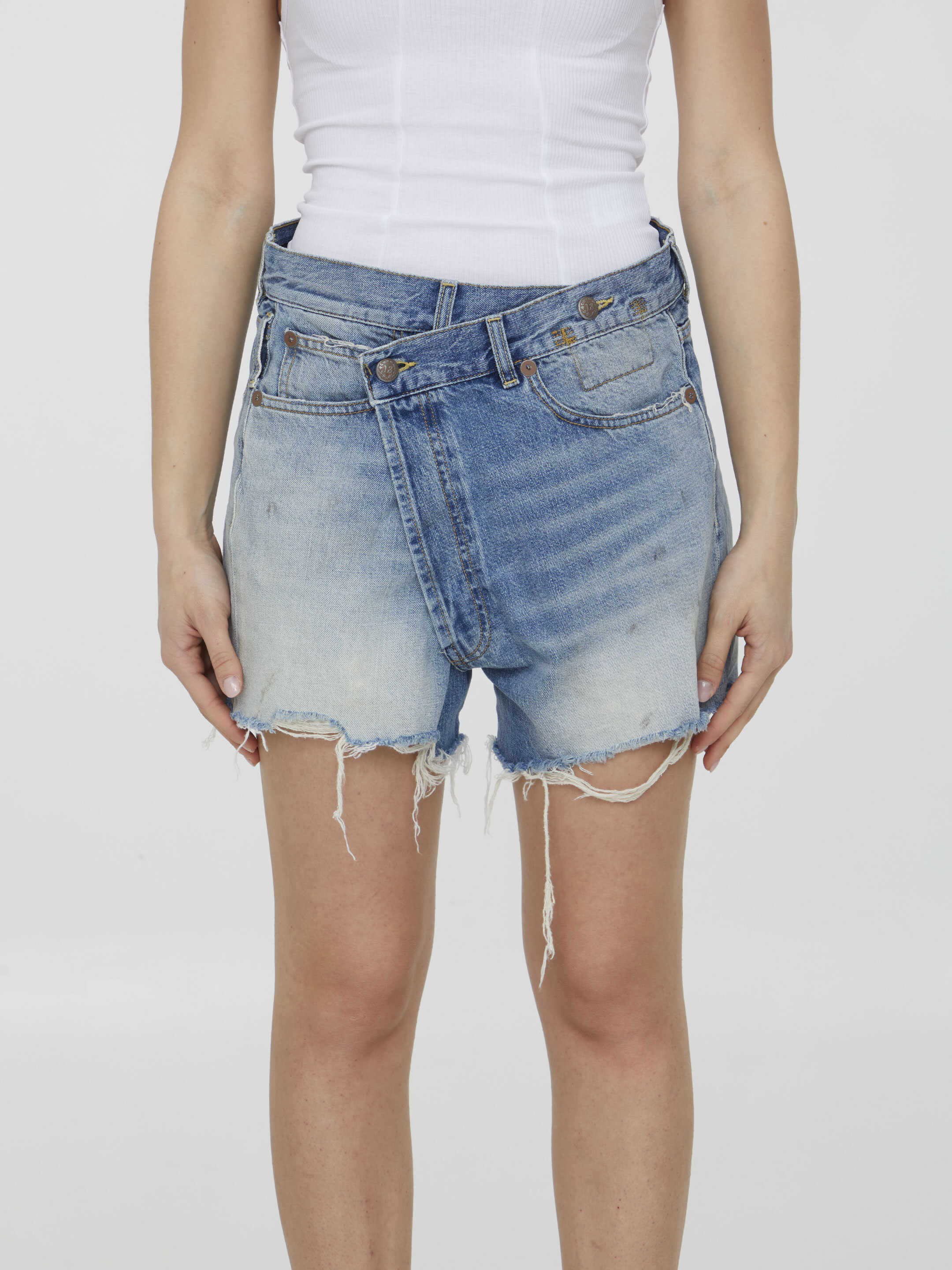 R13 Cross-Over Shorts LIGHT BLUE