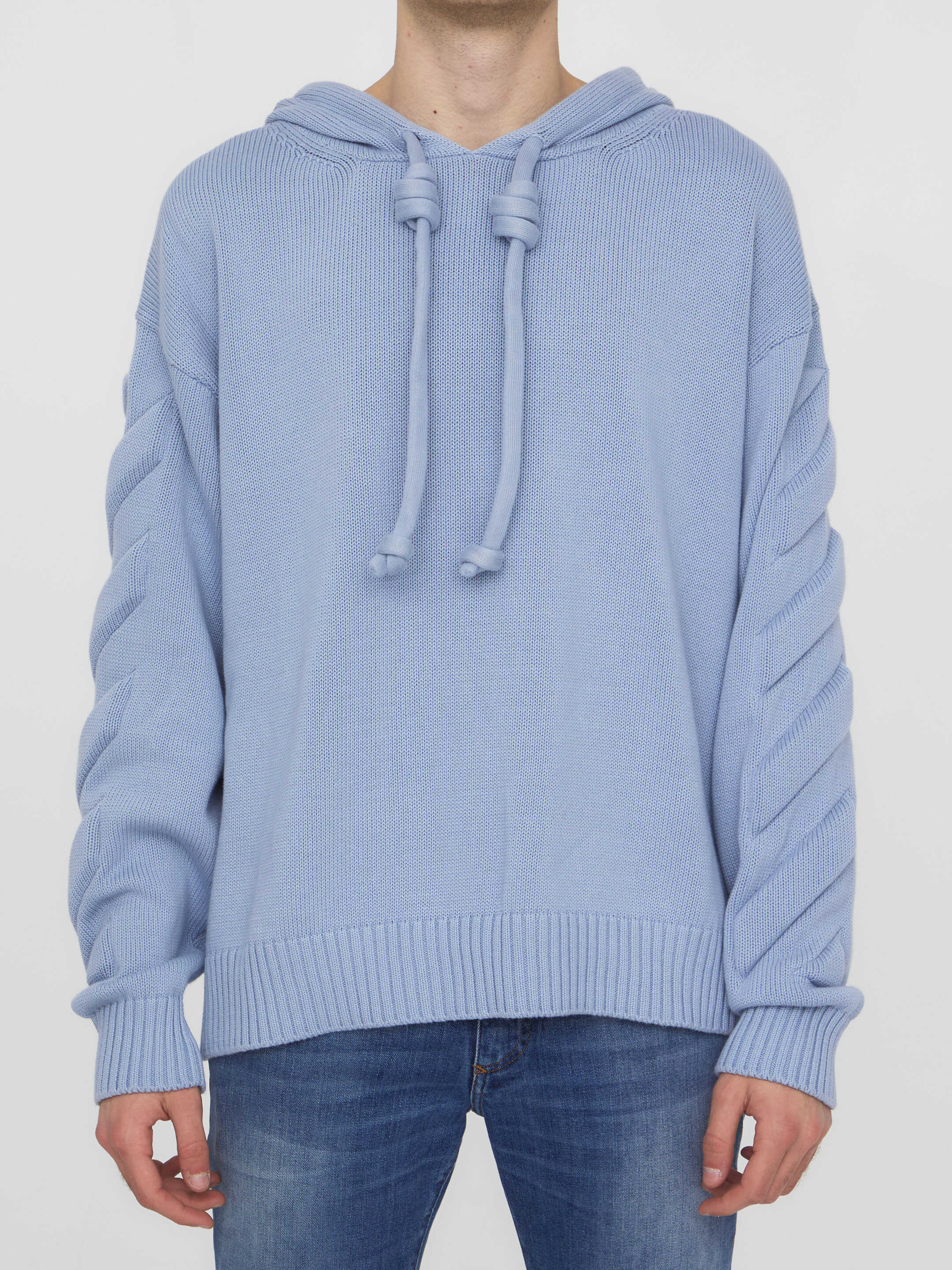 Off-White 3D Diag Knit Hoodie LIGHT BLUE