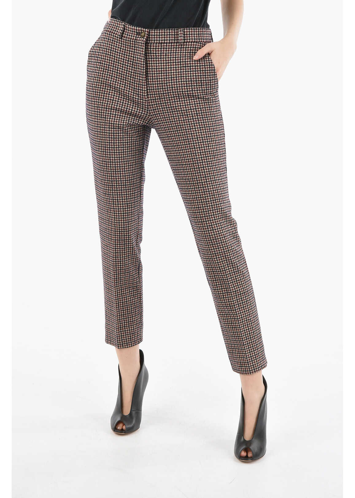 ETRO Houndstooth Cotton And Wool Pants Multicolor
