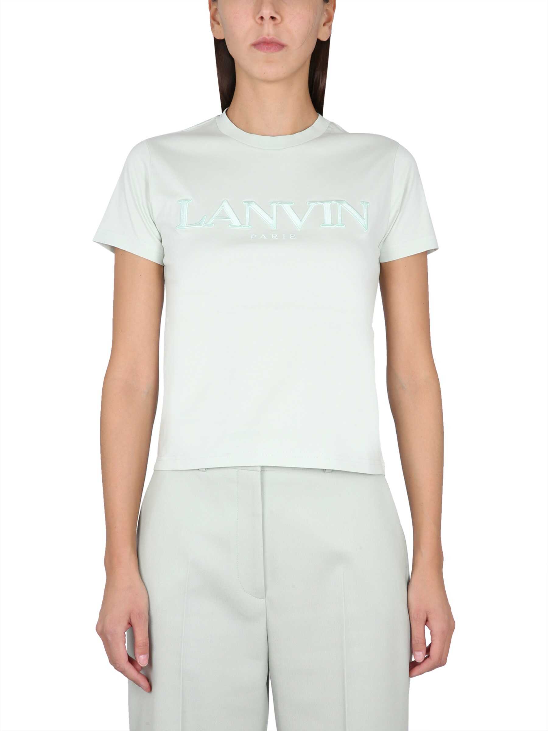 Lanvin T-Shirt With Logo Embroidery GREEN