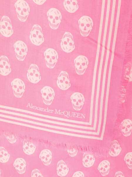 Esarfe Alexander McQueen Biker Skull Print Scarf PINK Barbati (BM 9623006) 2