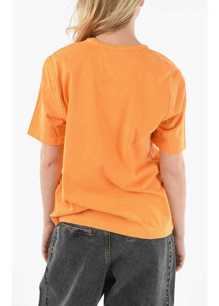 Tricouri Bottega Veneta Visible Stitching Crew-Neck T-Shirt Orange Femei (BM 9623609) 2