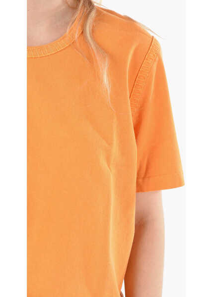 Tricouri Bottega Veneta Visible Stitching Crew-Neck T-Shirt Orange Femei (BM 9623609) 3