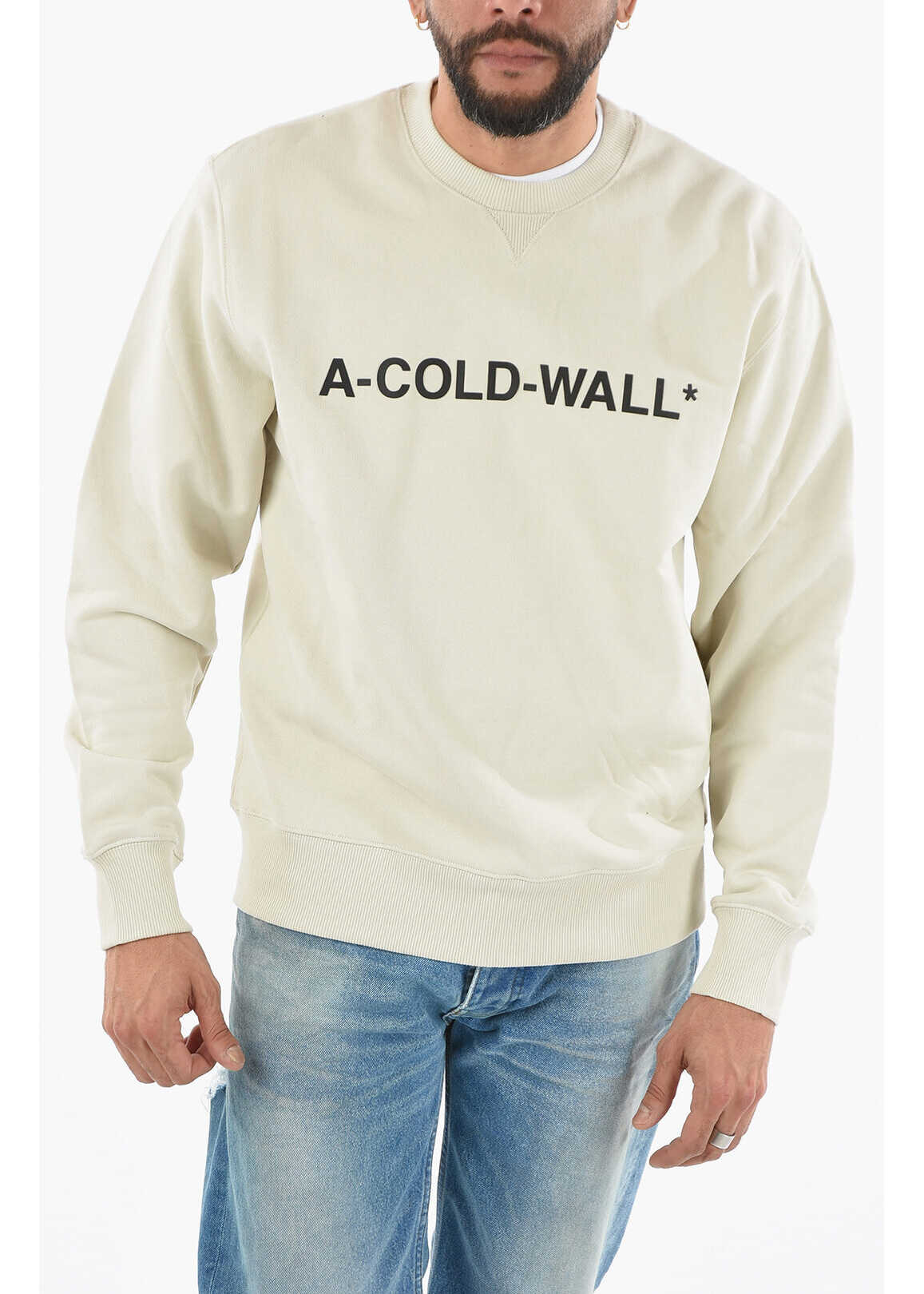 A-COLD-WALL* Logo Embossed Crew-Neck Sweatshirt Beige