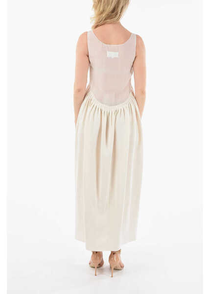 Rochii lungi Maison Margiela Mm1 Sleeveless Silk Dress With Chiffon Embroidered Bodice An White Femei (BM 9623675) 2