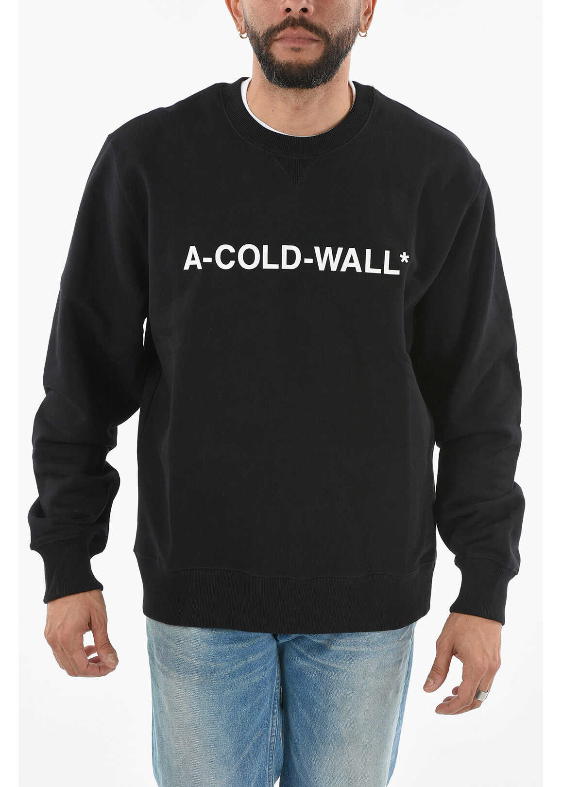 A-COLD-WALL* Logo Embossed Crew-Neck Sweatshirt Black