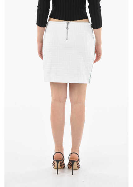 Fuste scurte Bottega Veneta Check Patterned Bodycon Miniskirt White Femei (BM 9625127) 2