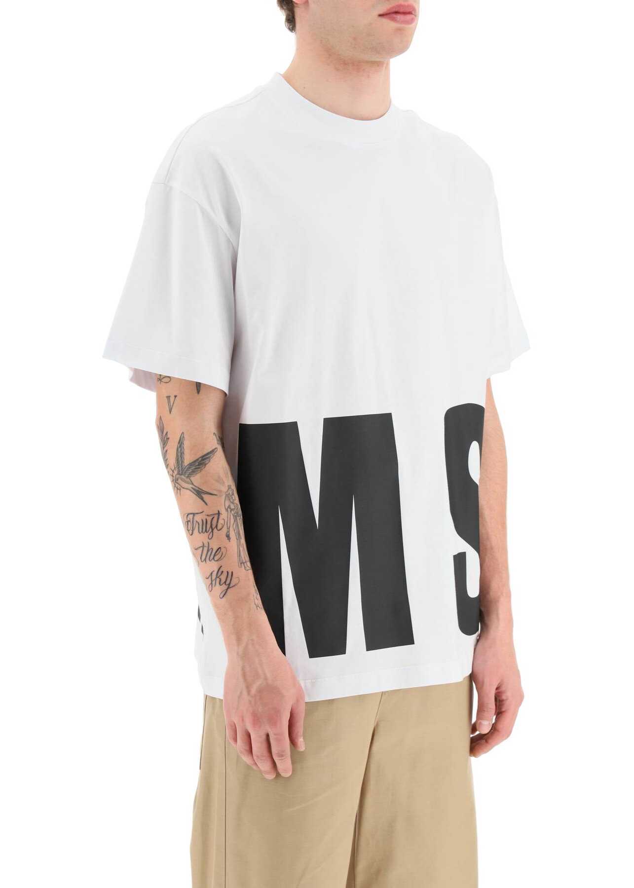 MSGM Oversized Maxi Logo T-Shirt OPTICAL WHITE