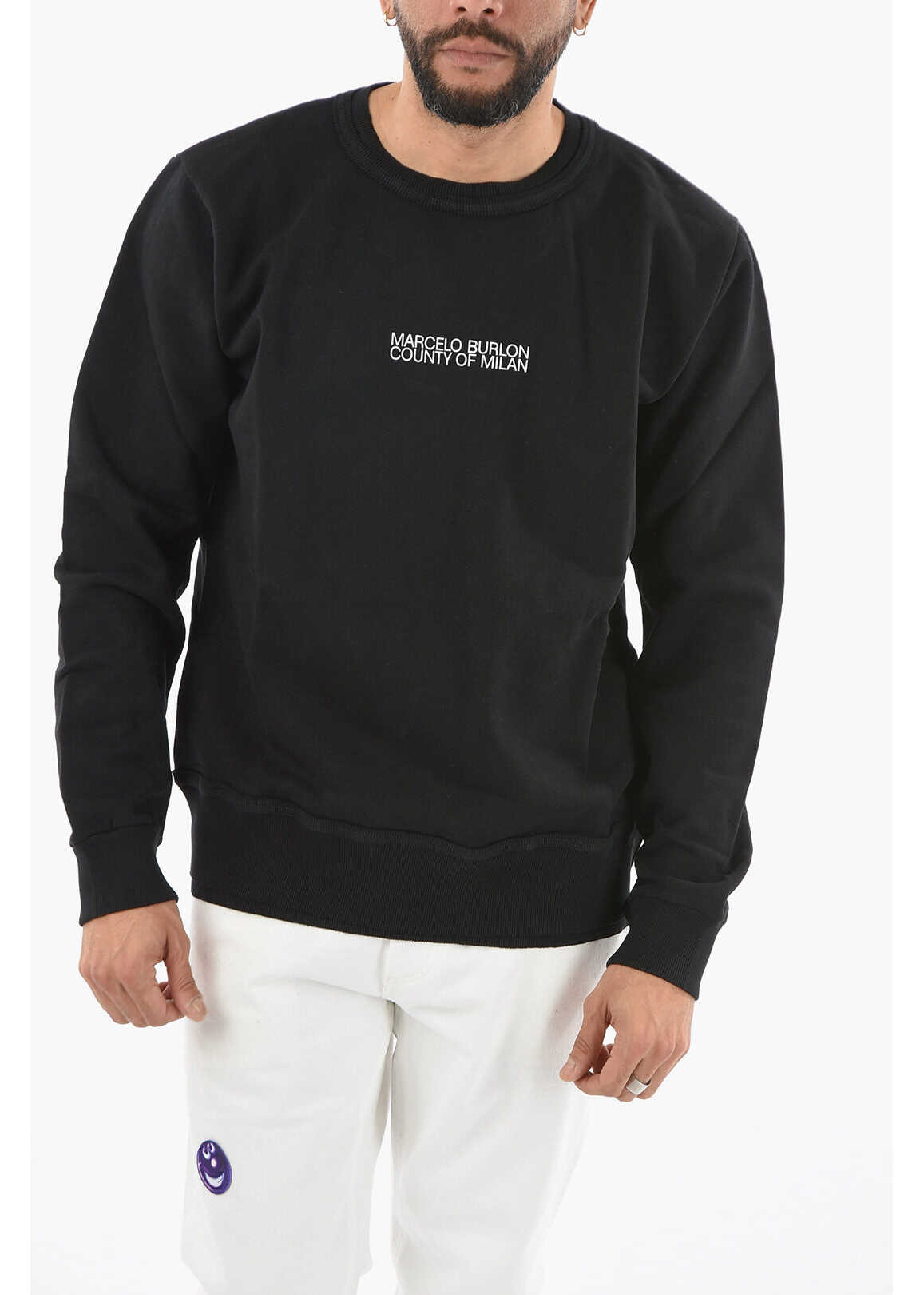 Marcelo Burlon Crew Neck Multi Faces Sweatshirt With Printed Logo Black