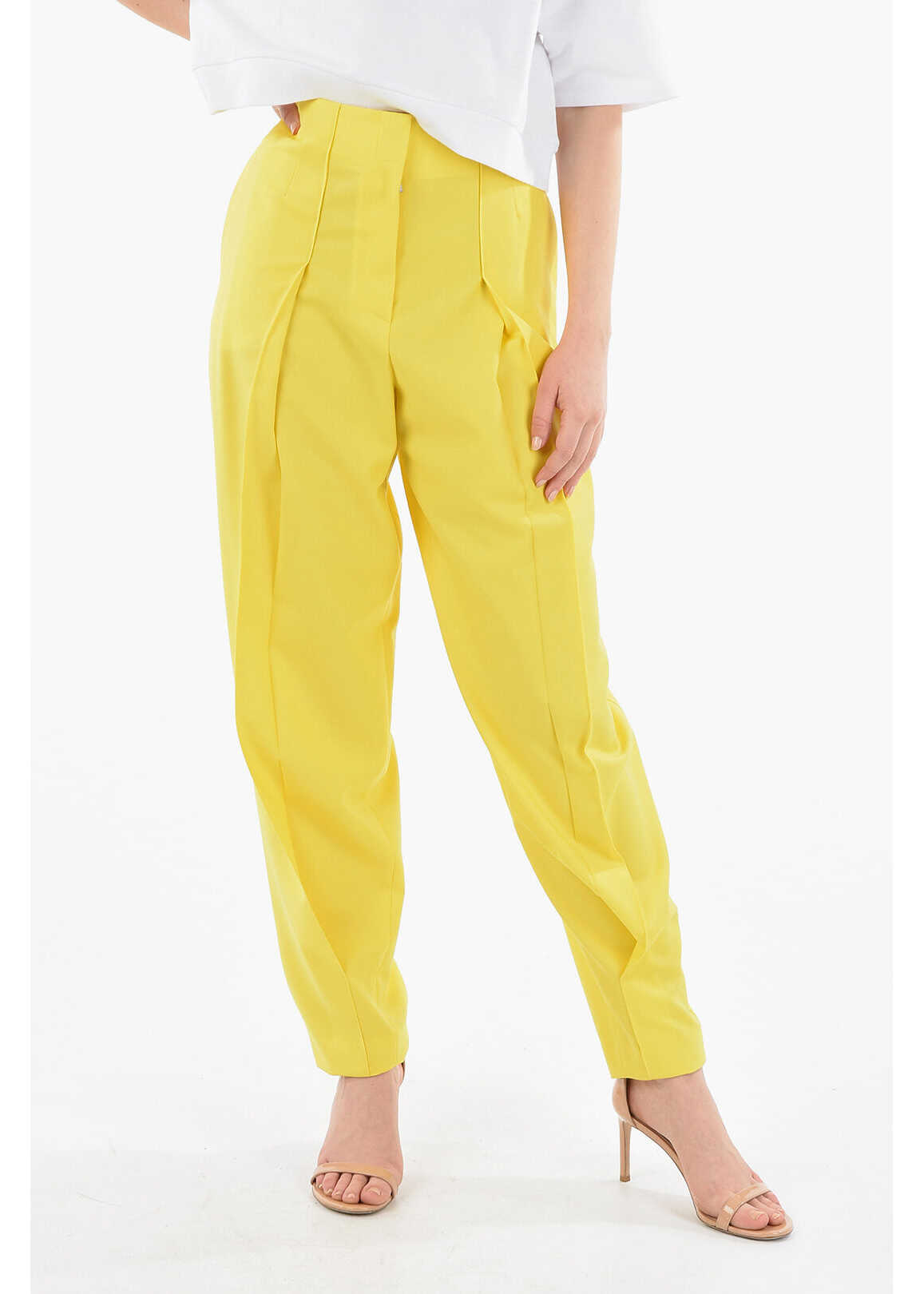 Loewe High Waist Wool Pants Yellow