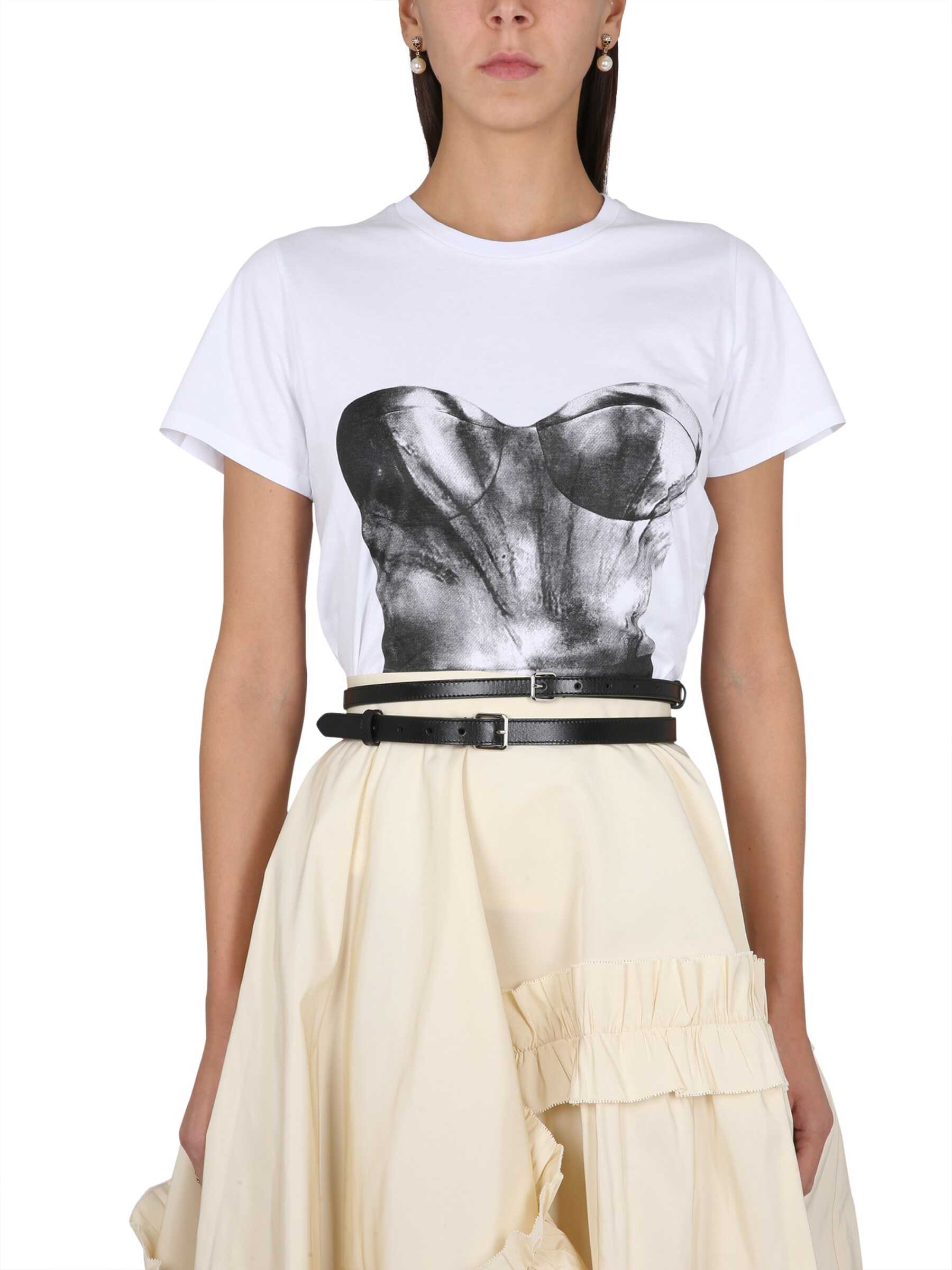Alexander McQueen Bustier Print T-Shirt WHITE