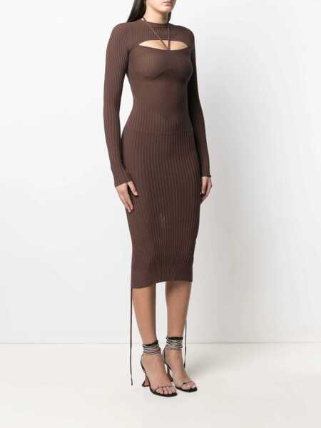 Rochii casual ANDREADAMO Dress With Cut Out Detail BROWN Femei (BM 9626810) 3