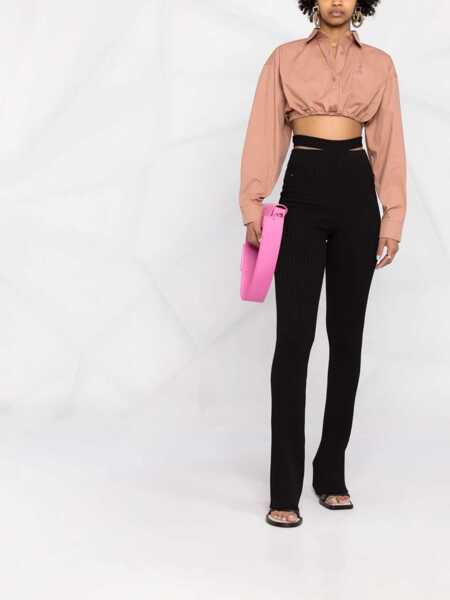 Pantaloni casual ANDREADAMO Ribbed Trousers With Cut Out Belt BLACK Femei (BM 9626837) 2