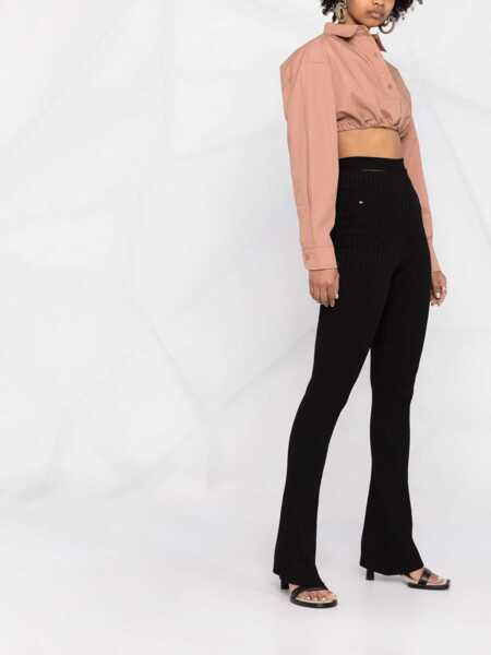 Pantaloni casual ANDREADAMO Ribbed Trousers With Cut Out Belt BLACK Femei (BM 9626837) 4