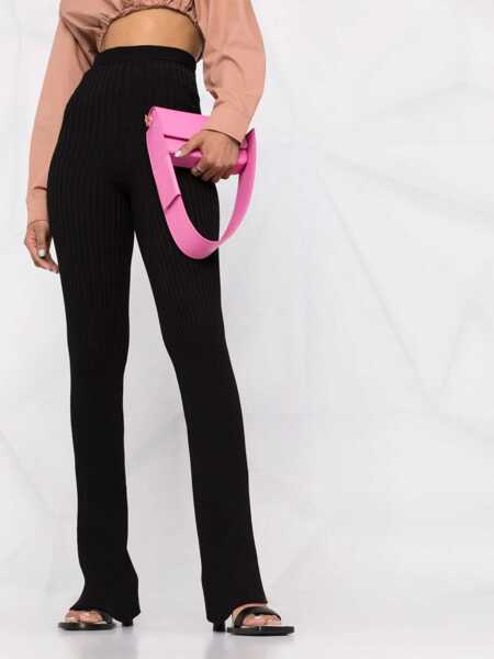 Pantaloni casual ANDREADAMO Ribbed Trousers With Cut Out Belt BLACK Femei (BM 9626837) 5