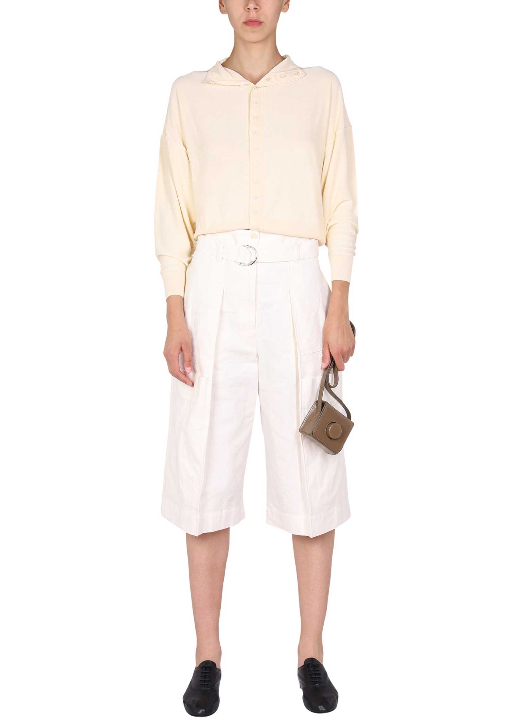 LEMAIRE Belted Bermuda Shorts WHITE