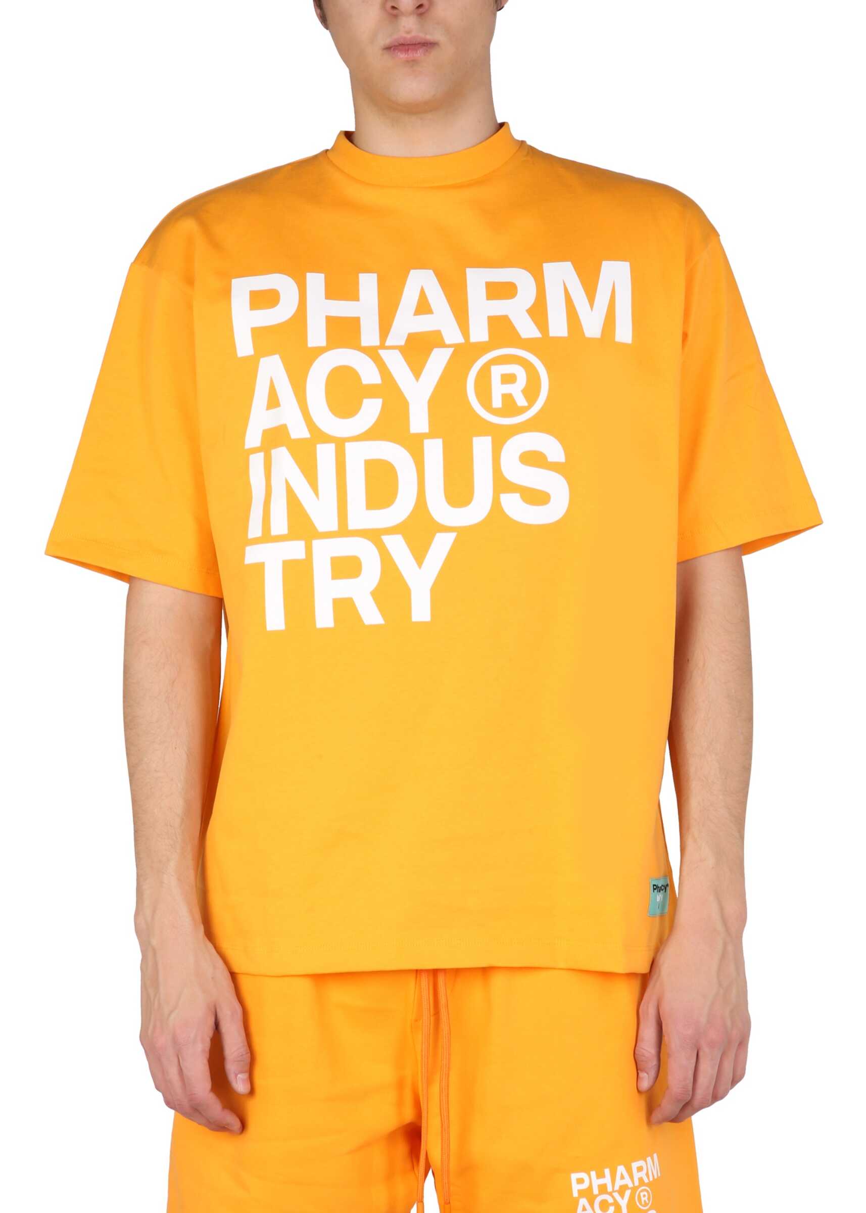 PHARMACY INDUSTRY Logo Print T-Shirt ORANGE