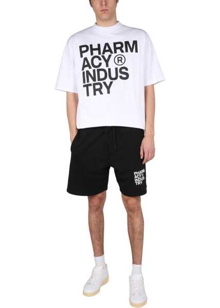 Tricouri PHARMACY INDUSTRY Logo Print T-Shirt WHITE Barbati (BM 9627065) 2