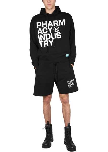 Pantaloni scurti PHARMACY INDUSTRY Bermuda With Logo Print BLACK Barbati (BM 9627071) 2