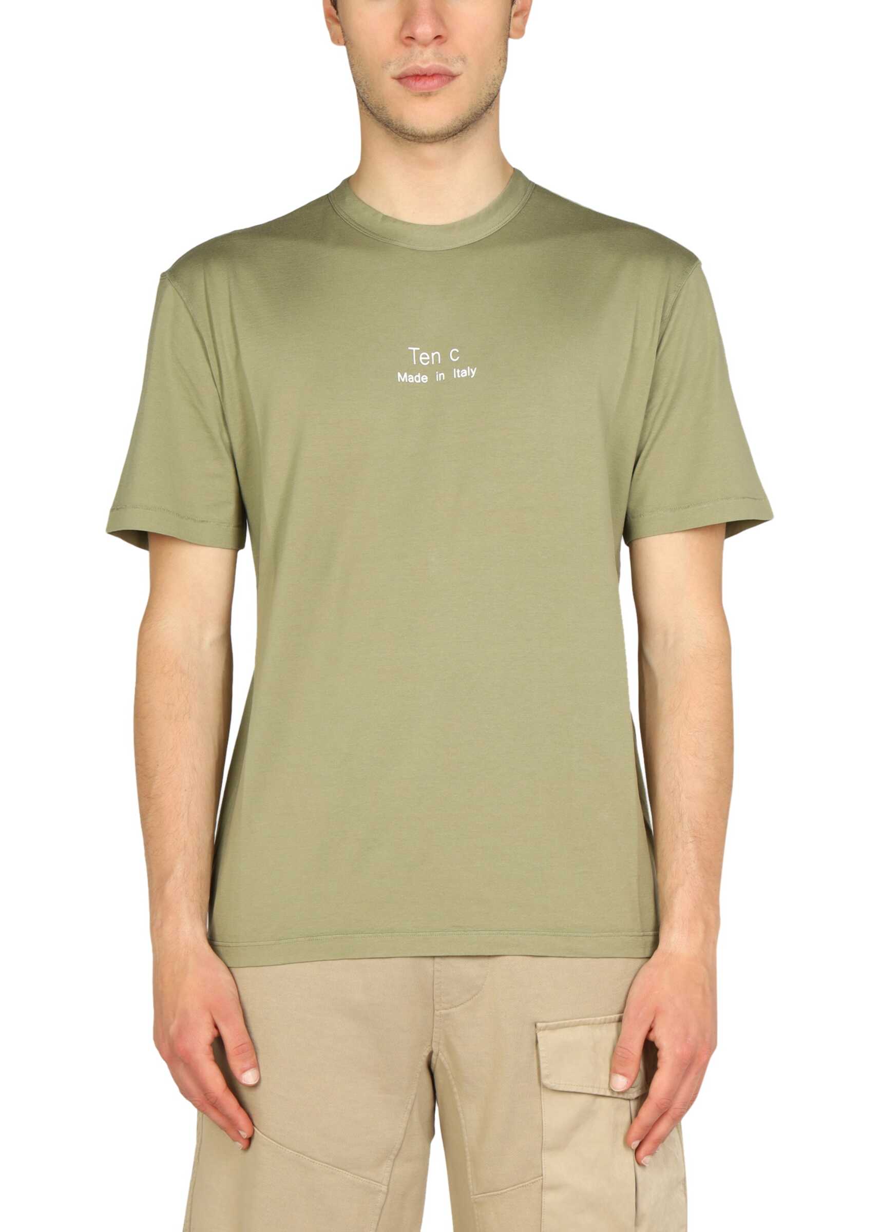 TEN C Logo Print T-Shirt GREEN