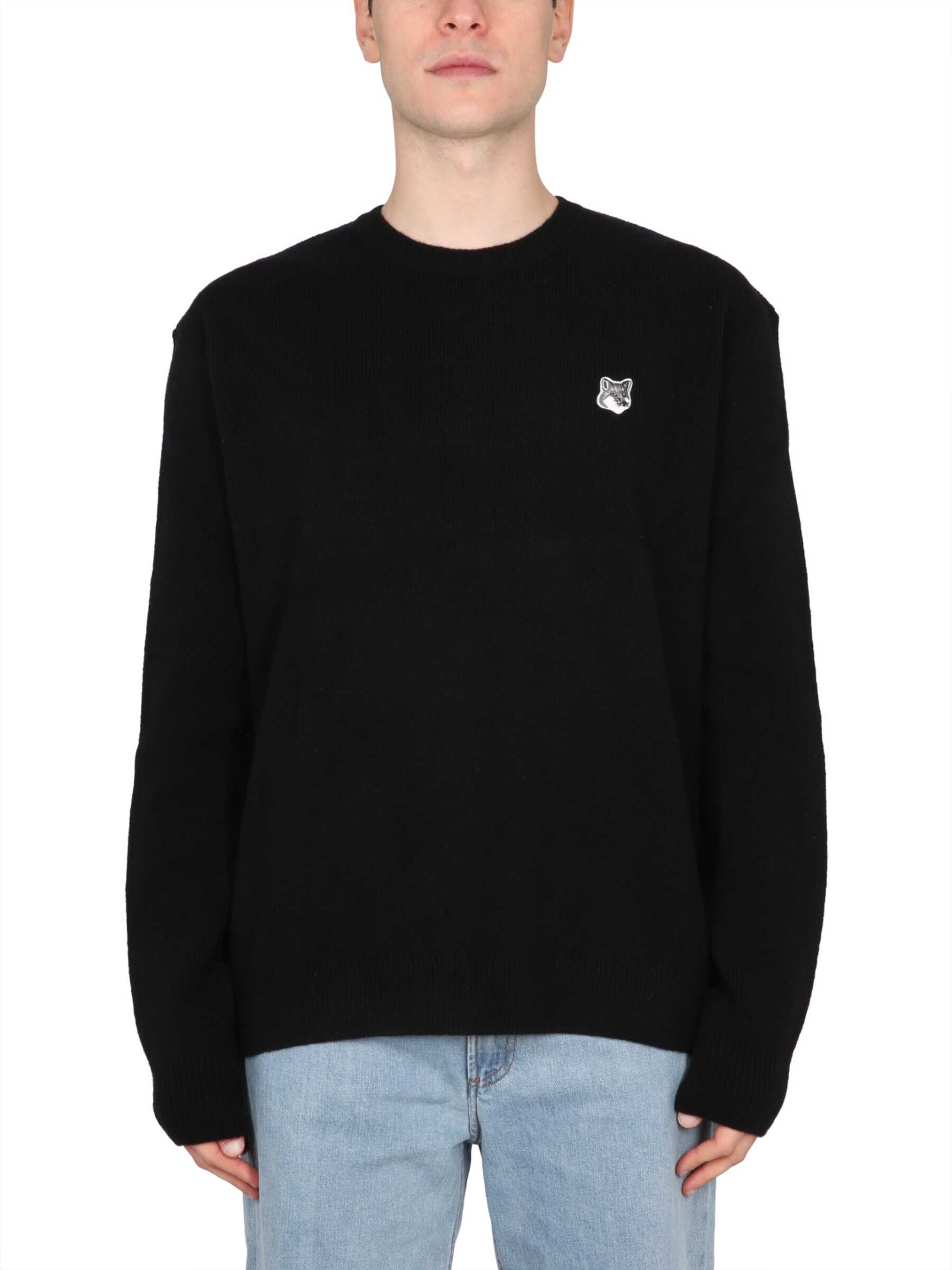 MAISON KITSUNÉ Grey Fox Head Patch Jersey BLACK