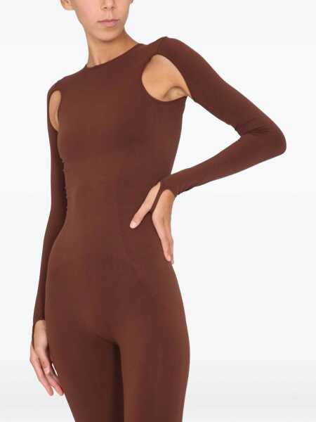 Salopete ANDREADAMO Full Jumpsuit With Cut-Out Details BROWN Femei (BM 9627278) 4
