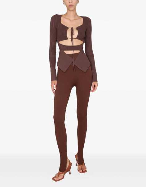 Bluze ANDREADAMO Ribbed Tops BROWN Femei (BM 9627320) 2