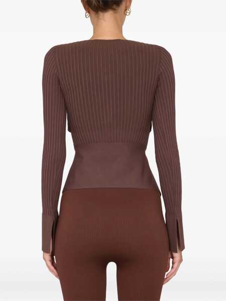 Bluze ANDREADAMO Ribbed Tops BROWN Femei (BM 9627320) 4