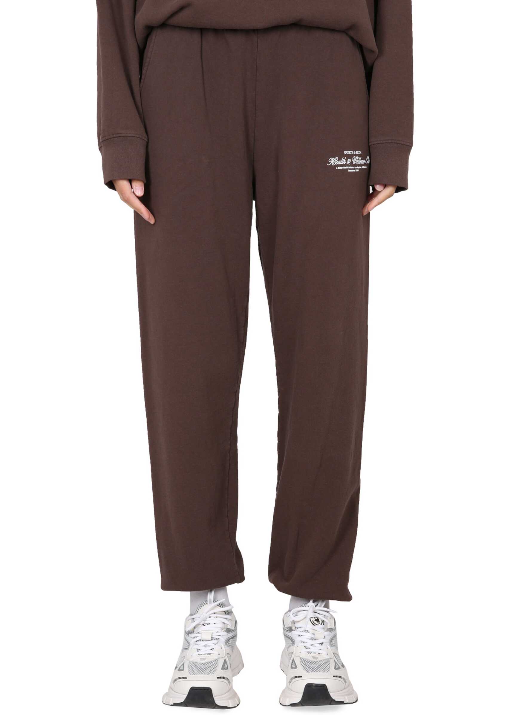 SPORTY&RICH Jogging Pants With Logo BROWN