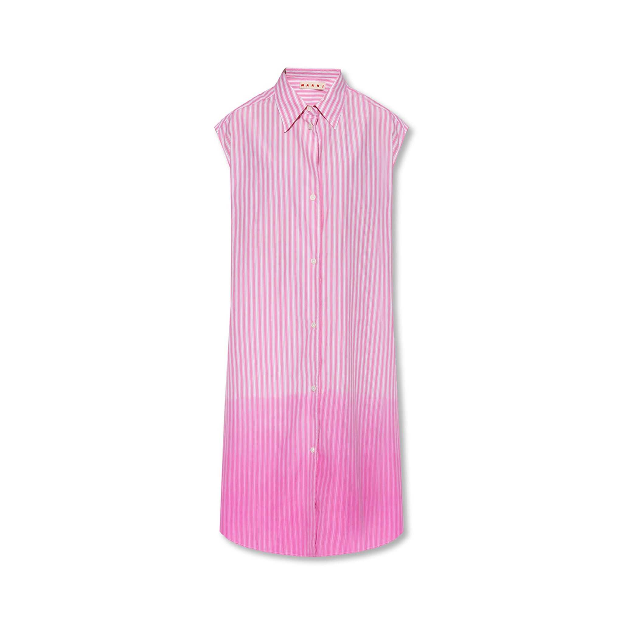 Marni Striped Asymmetric Shirt Pink