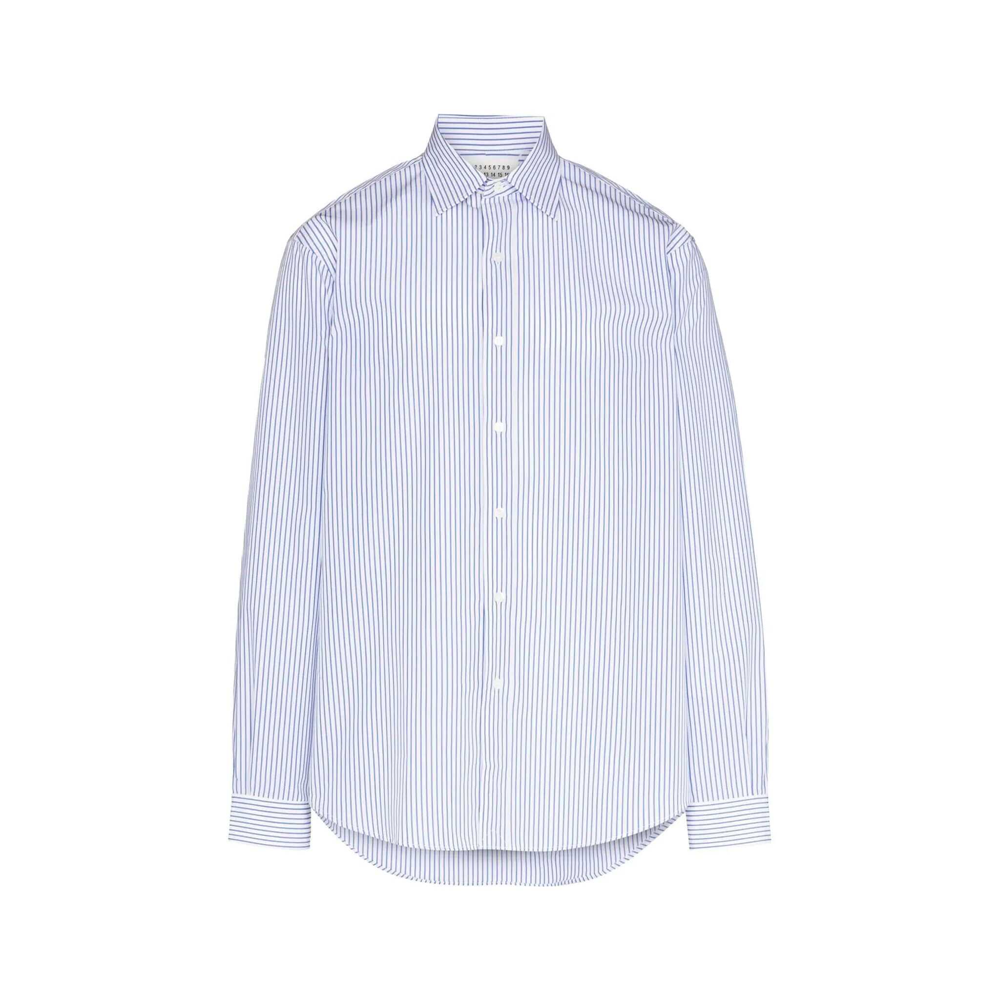 Maison Margiela Striped Cotton Shirt Blue