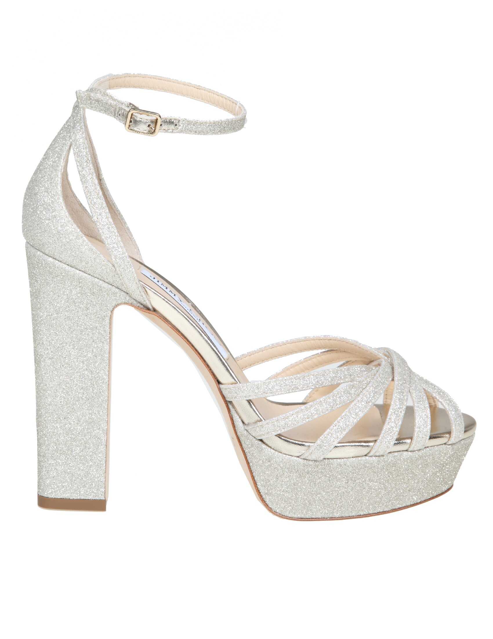 Jimmy Choo isra sandal in glitter fabric Grey