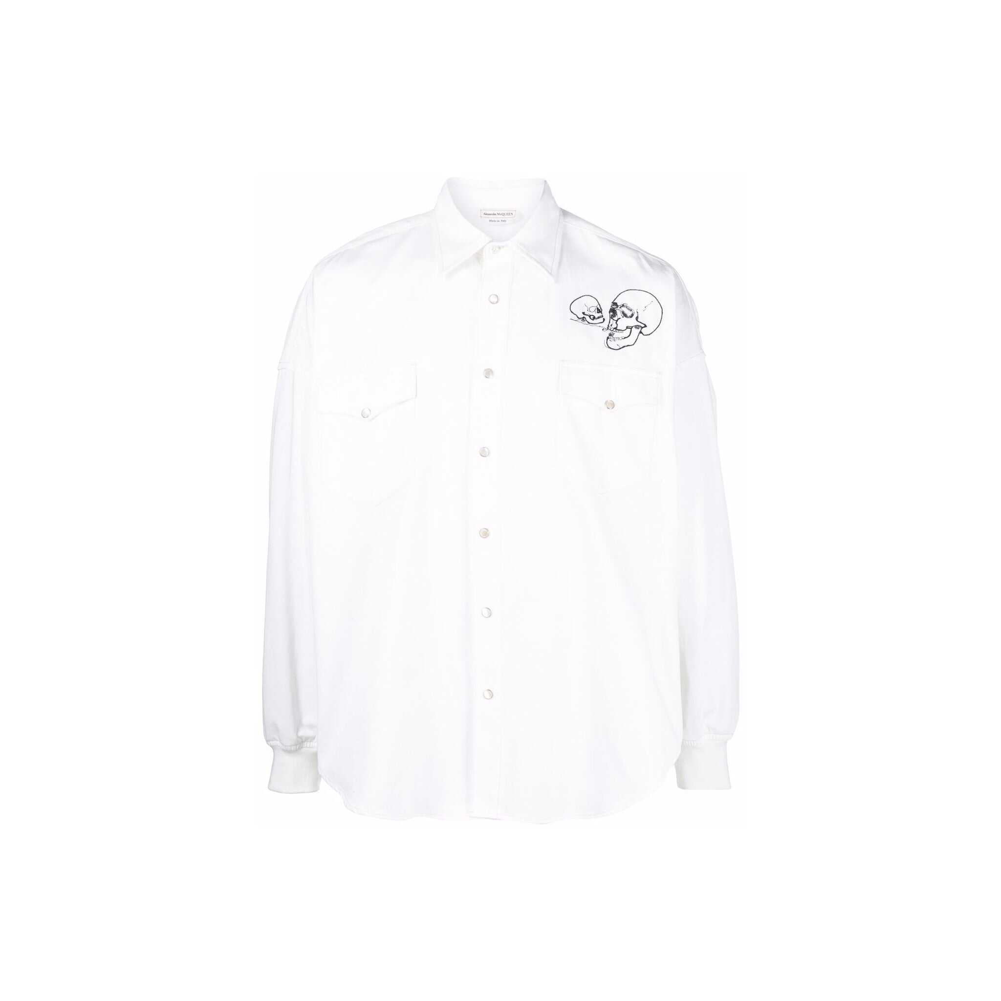 Alexander McQueen Skull-Embroidered Shirt White