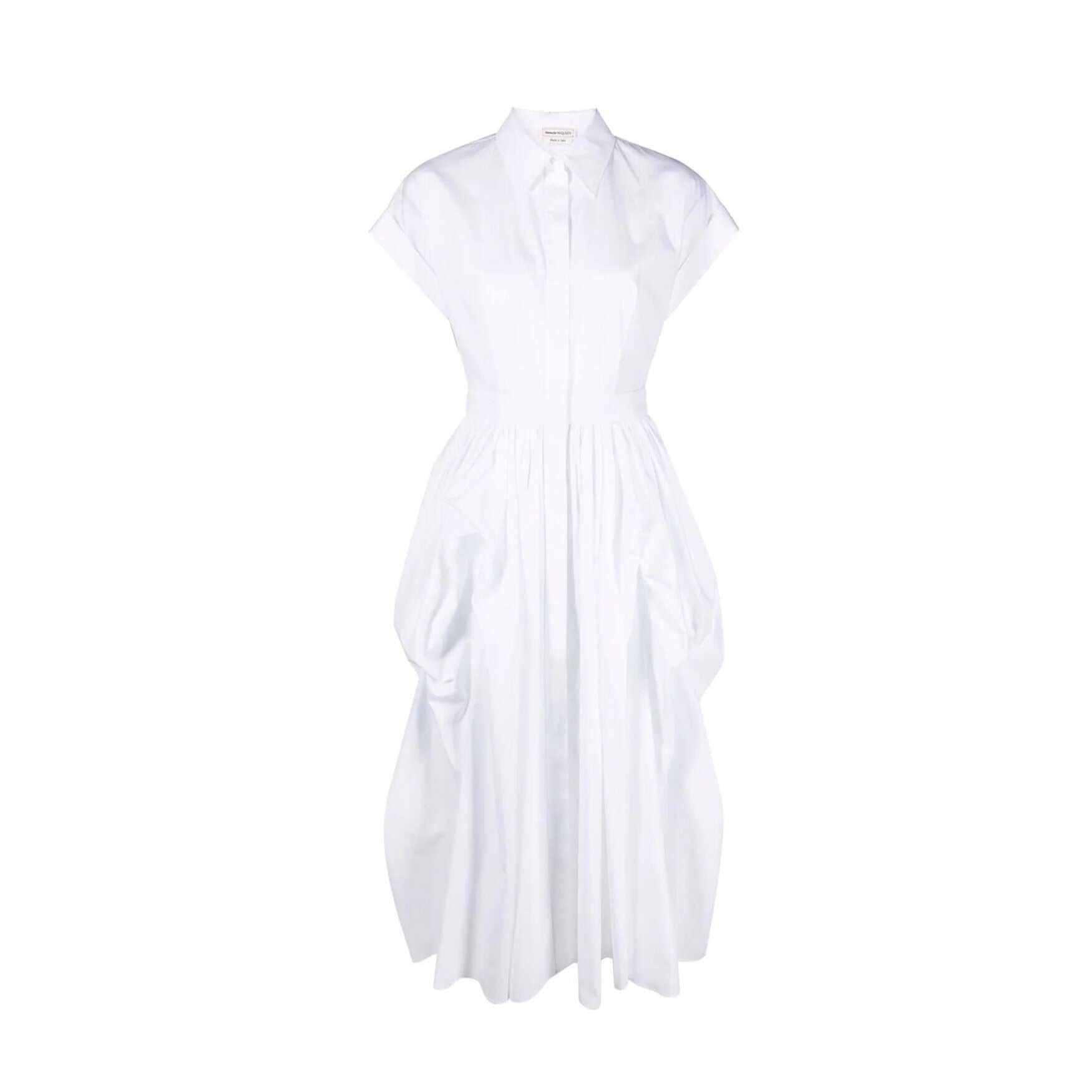 Alexander McQueen Cotton Midi Dress White