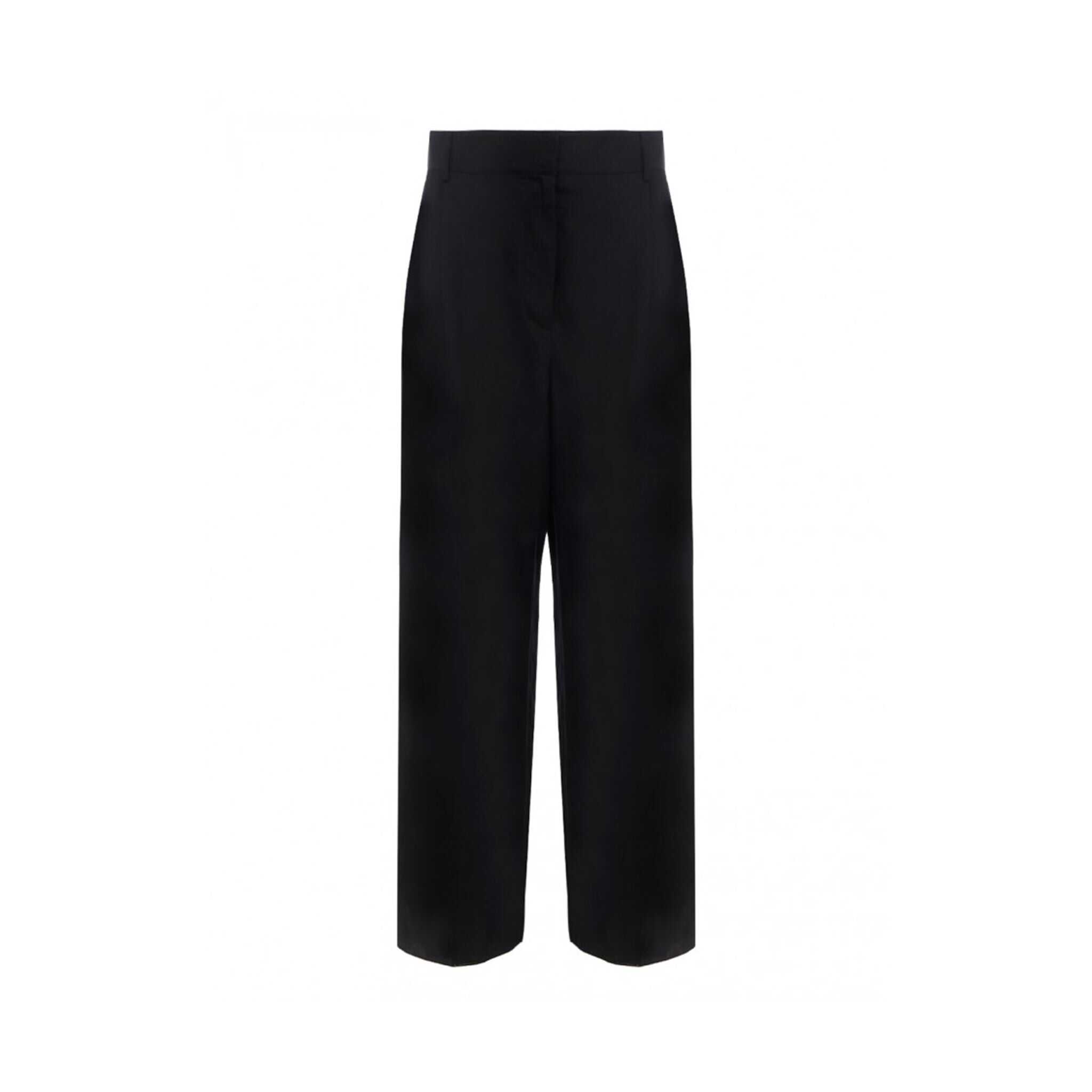 Salvatore Ferragamo Silk And Linen Pants Black