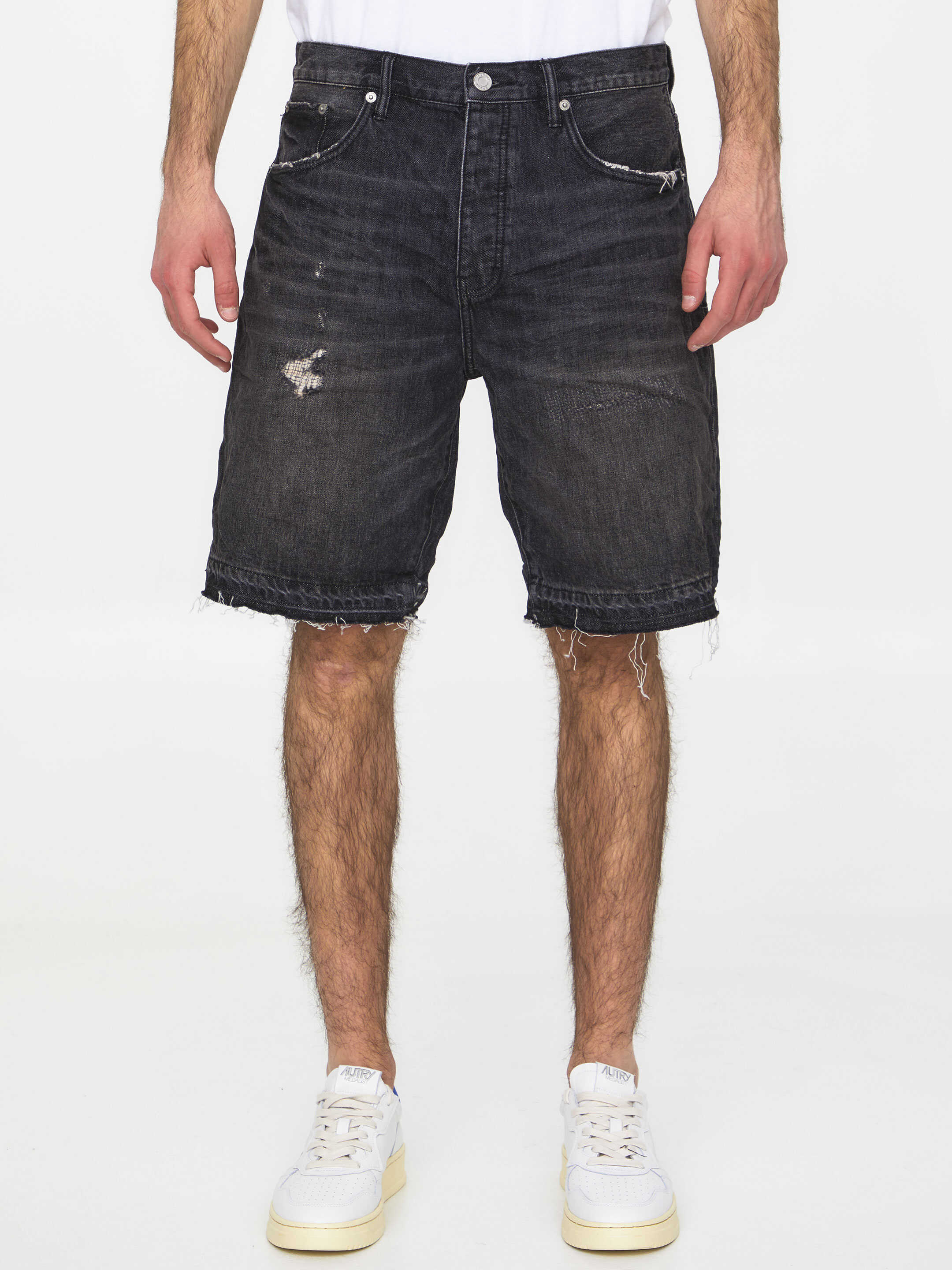 PURPLE BRAND Denim Bermuda Shorts BLACK