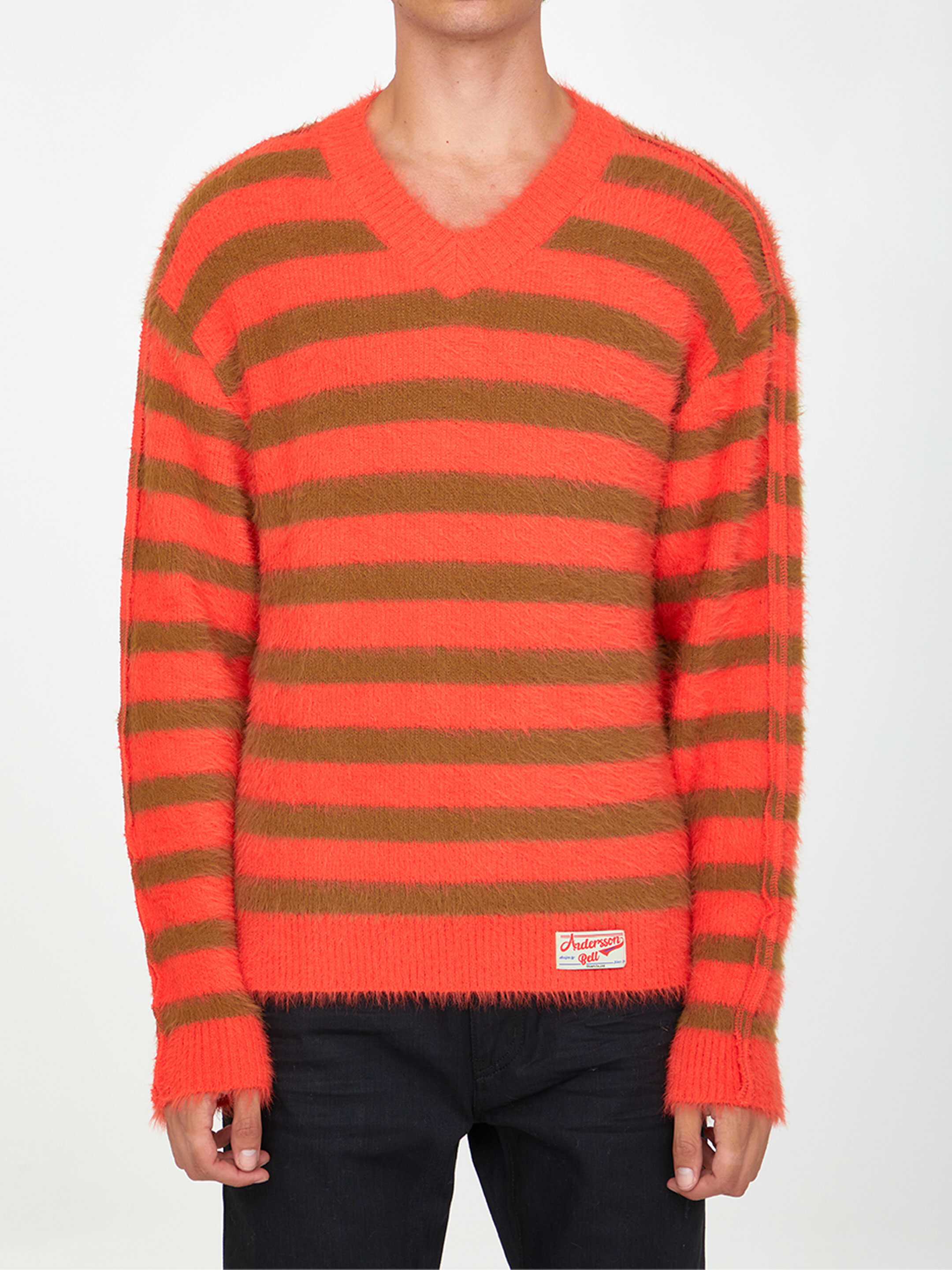 ANDERSSON BELL Orange And Beige Striped Jumper MULTICOLOR