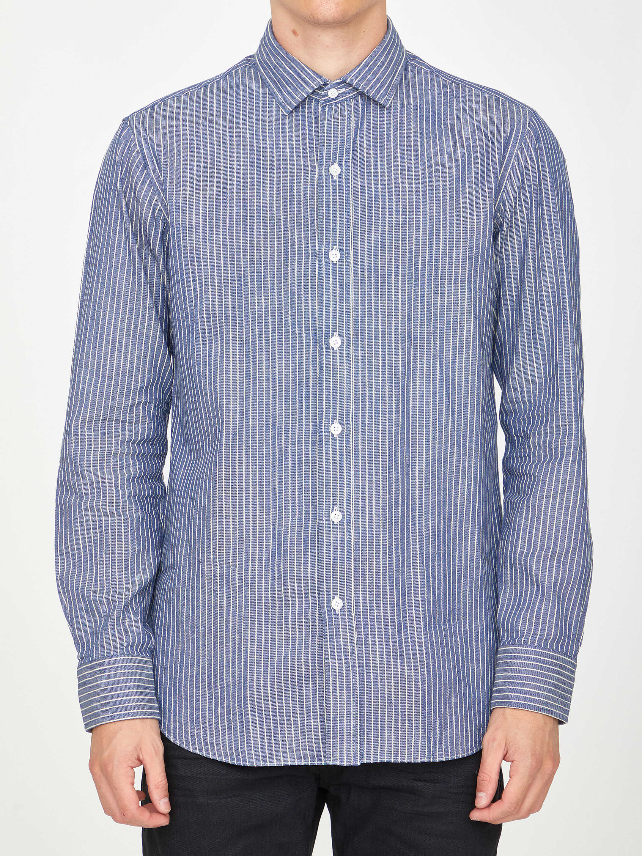 SALVATORE PICCOLO Striped Cotton Shirt LIGHT BLUE