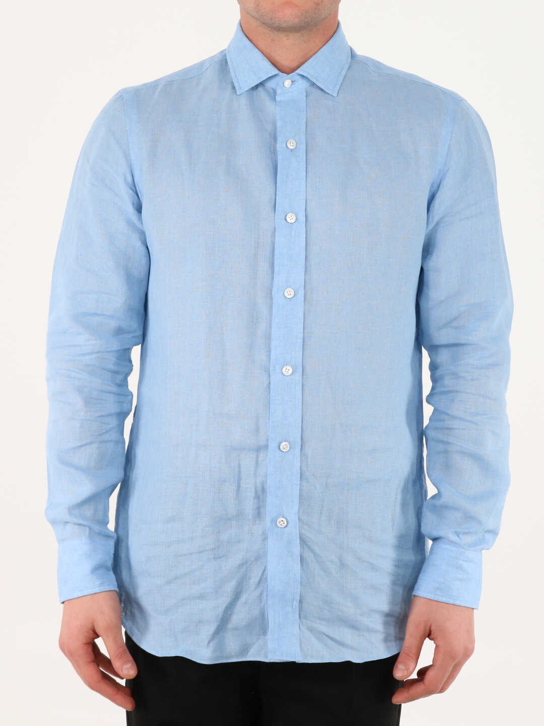 SALVATORE PICCOLO Linen Shirt Light Blue