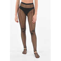 Sosete Stretch Tulle High-Wasited Tights Embellished With Strings A Femei