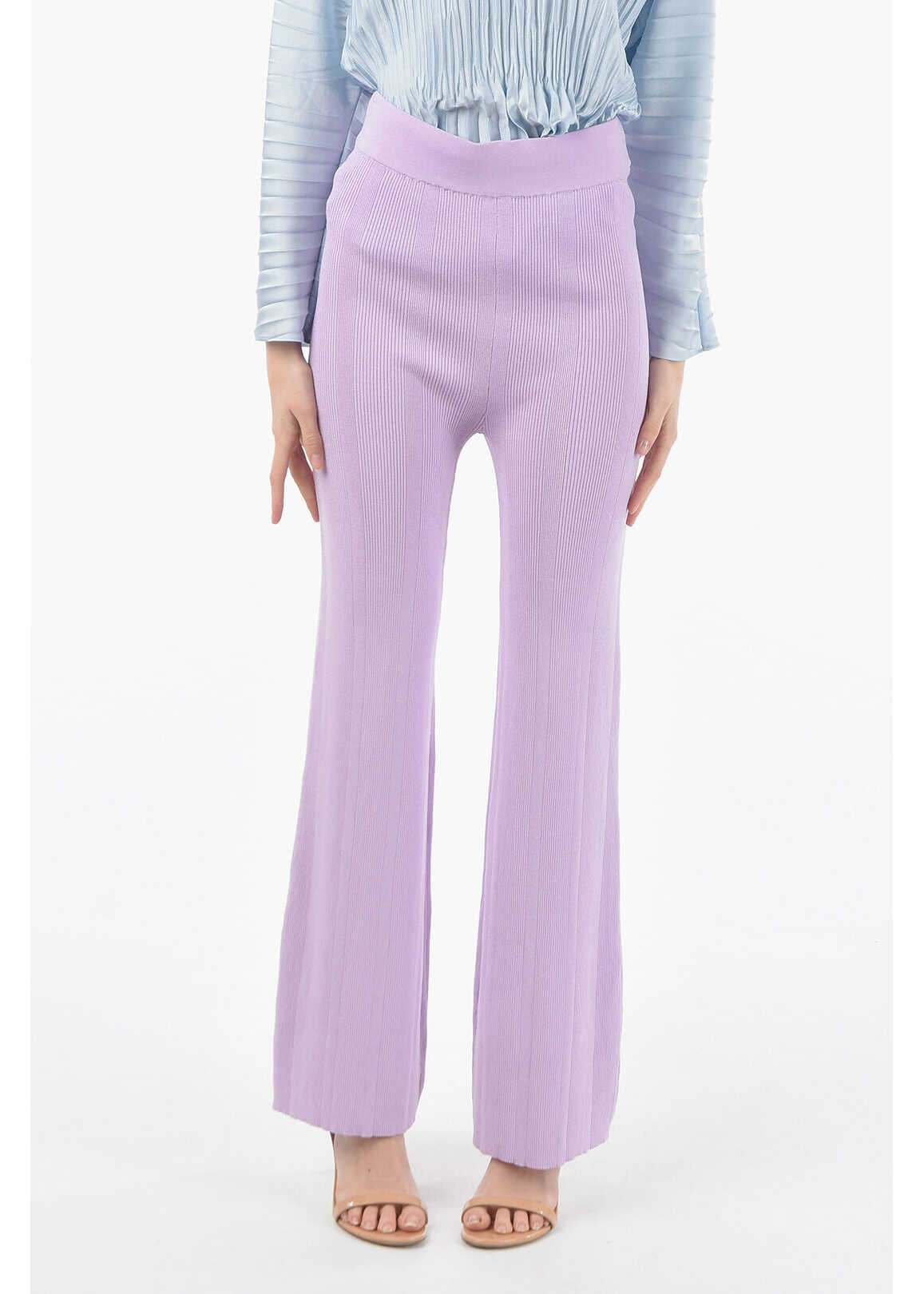 REMAIN Ribbed High Waist Solaima Boot Cut Pants Violet