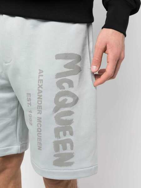 Pantaloni scurti Alexander McQueen Bermuda Shorts With Graffiti Logo Print AZURE Barbati (BM 9691433) 5