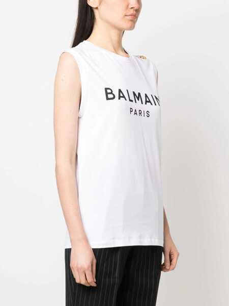 Tricouri Balmain T-Shirt With Logo WHITE Femei (BM 9694628) 3