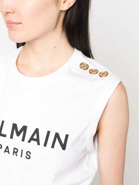 Tricouri Balmain T-Shirt With Logo WHITE Femei (BM 9694628) 5
