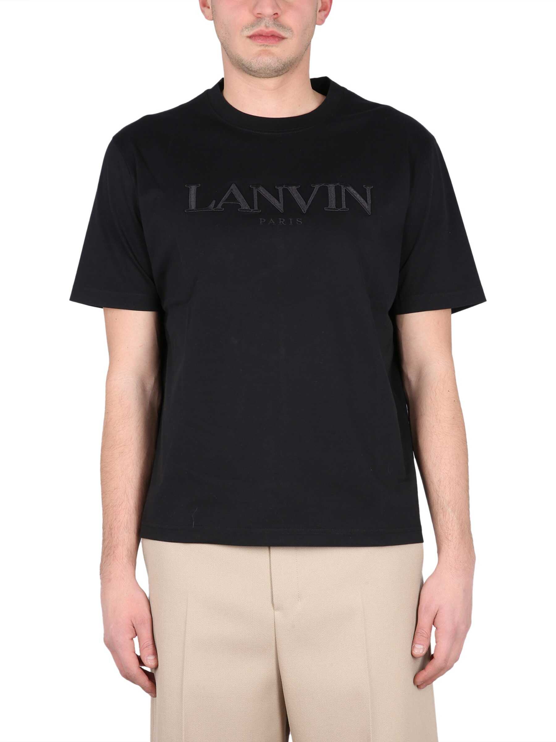 Lanvin T-Shirt With Logo Embroidery BLACK