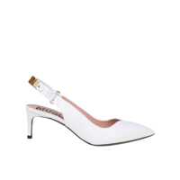Pantofi stiletto Moschino minileetering slingback in white leather Femei