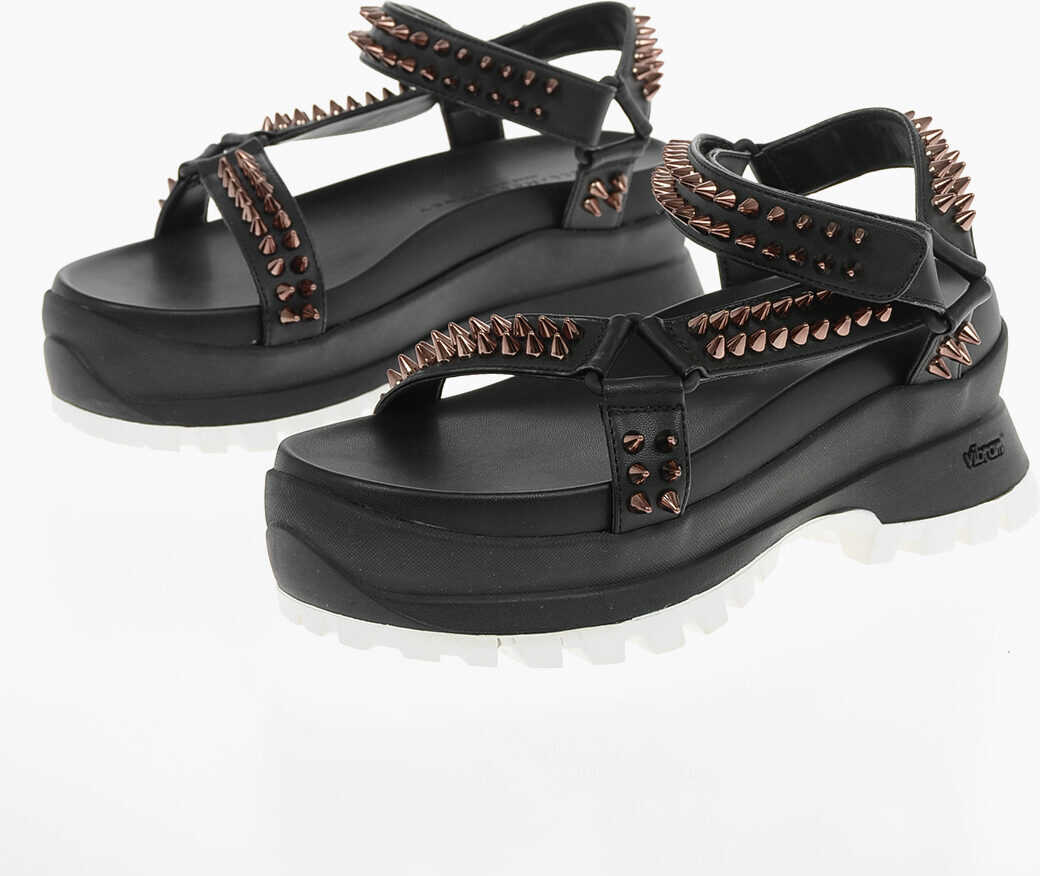 Stella McCartney Faux-Leather Trace Flatform Sandals With Stud-Embellishment Black