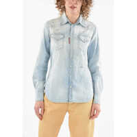 Camasi de blugi Bleached Denim Western Shirt Femei