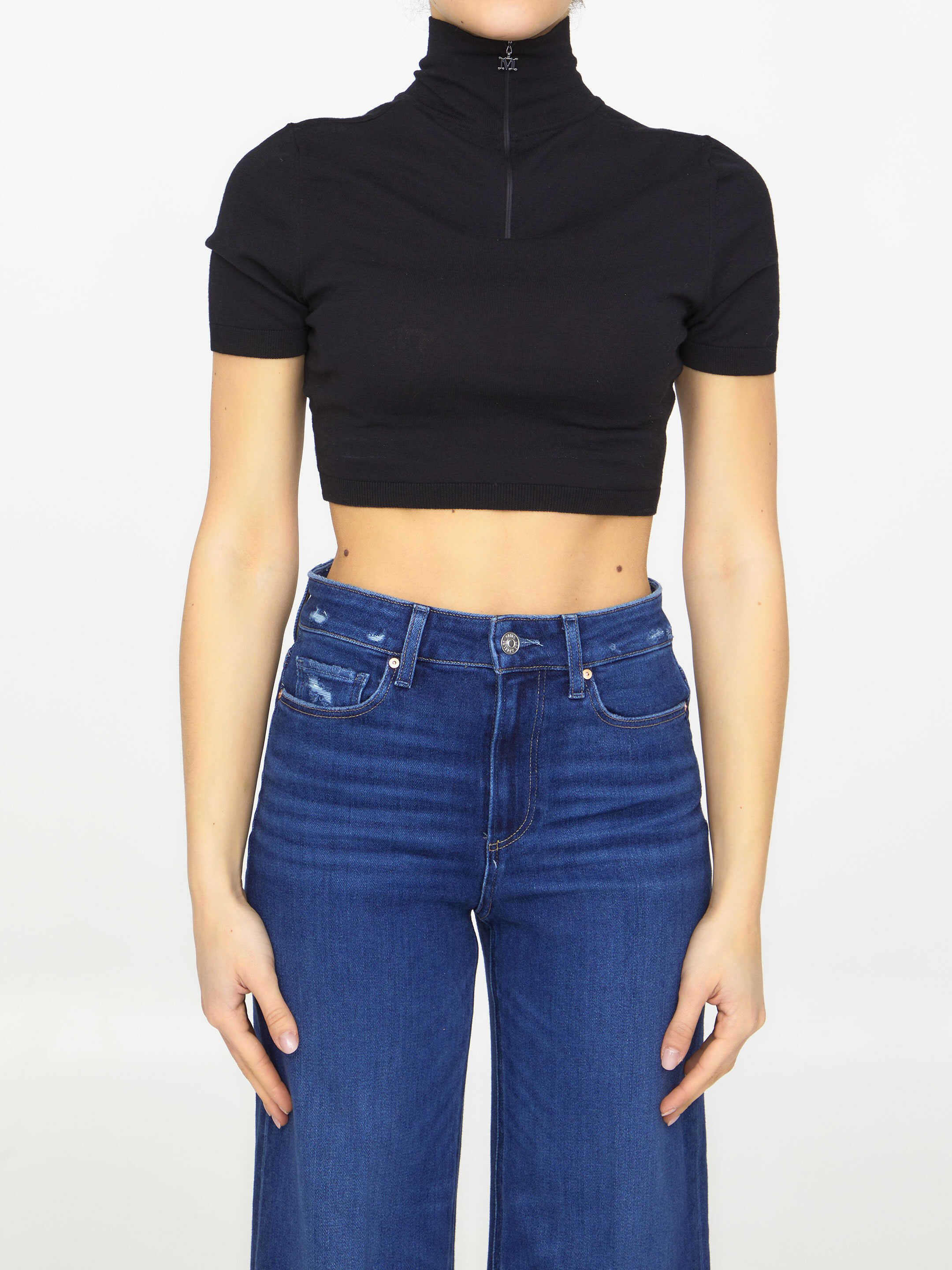 Max Mara Cotton Cropped Top BLACK